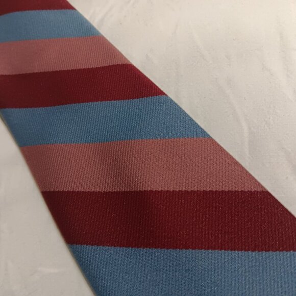 Vintage Ketch Striped Mens Clip-On Neck Tie Red Pink Blue - Picture 2 of 5